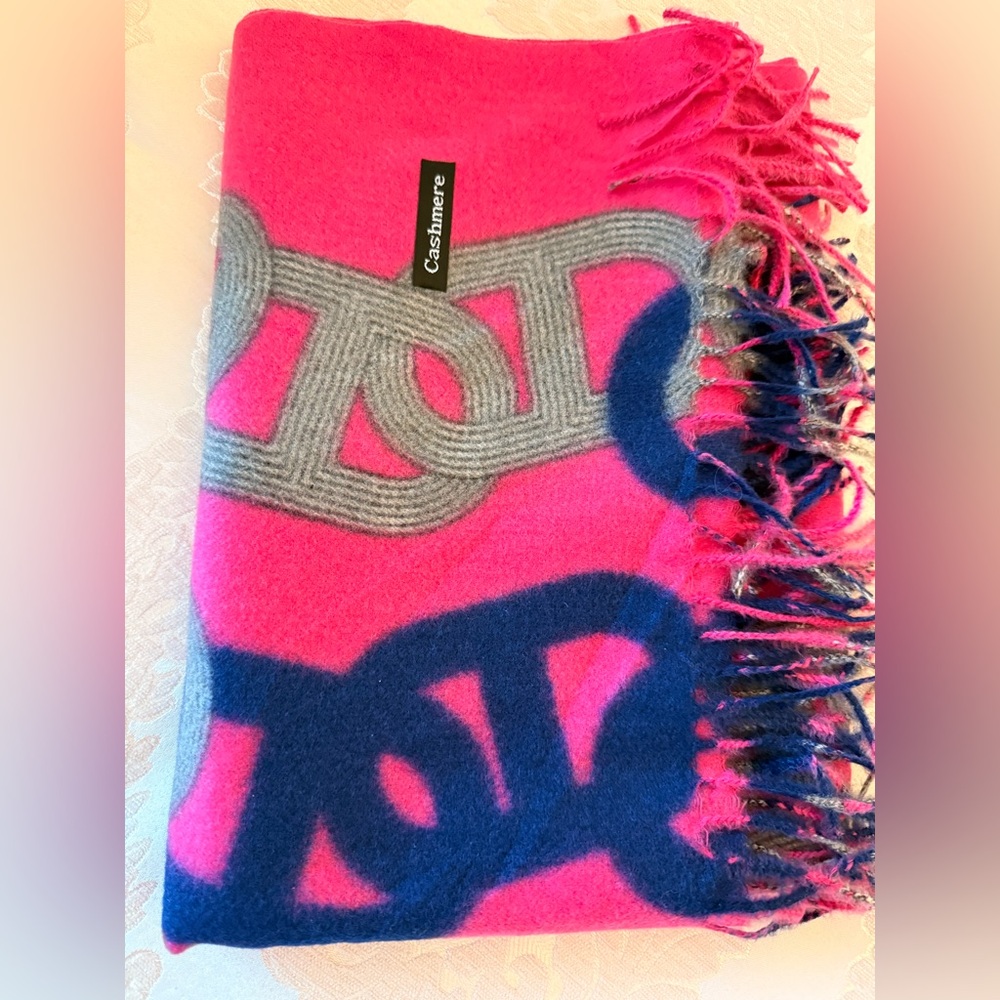 Pink and Blue Cashmere Scarf